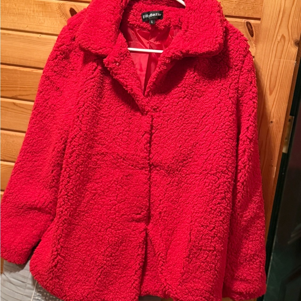 Cozy Red Fuzzy Jacket